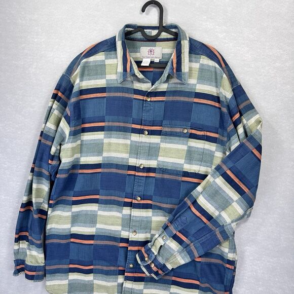 The Territory Ahead Southwestern Aztec Shirt Men's XXL Long Sleeve Blue Flannel - Picture 2 of 12